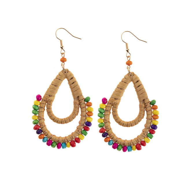 Boho colorful beads tassel vintage women earrings