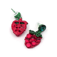 Summer strawberry rhinestone earrings
