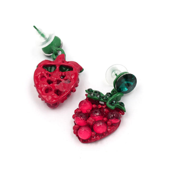 Summer strawberry rhinestone earrings