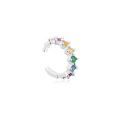 Rainbow color cz unique real gold plated huggie earrings