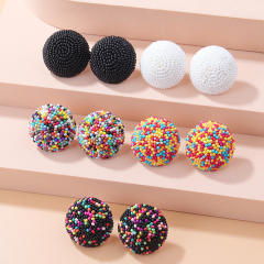 INS color seed beads semi circle ear studs
