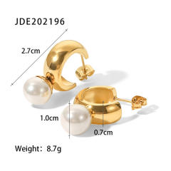 18KG stainless steel pearl ear studs
