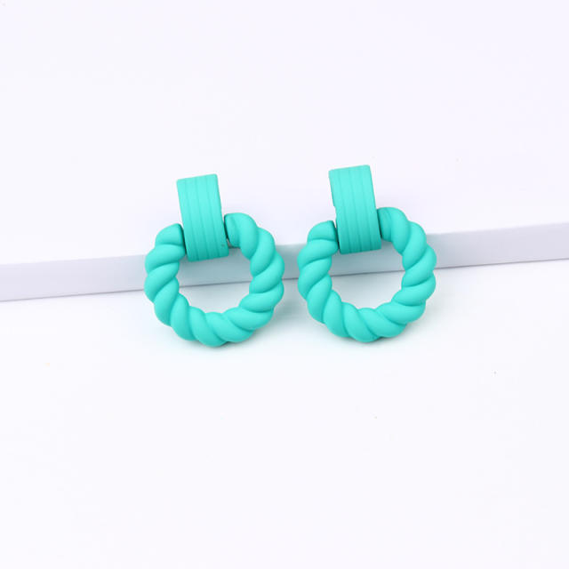 Candy color round shape acrylic earrings