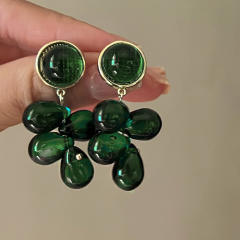 Baroque green color beads dangle earrings