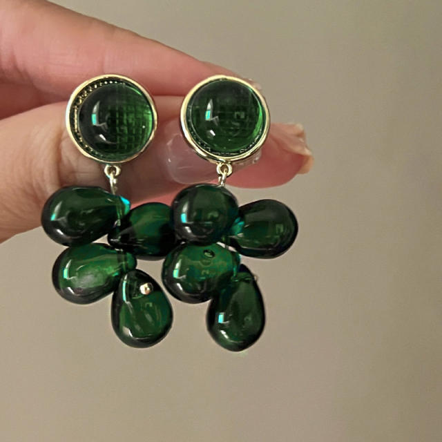 Baroque green color beads dangle earrings