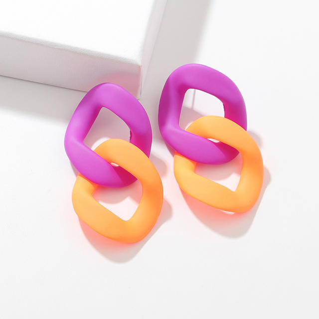 Personality candy color acrylic chain earrings