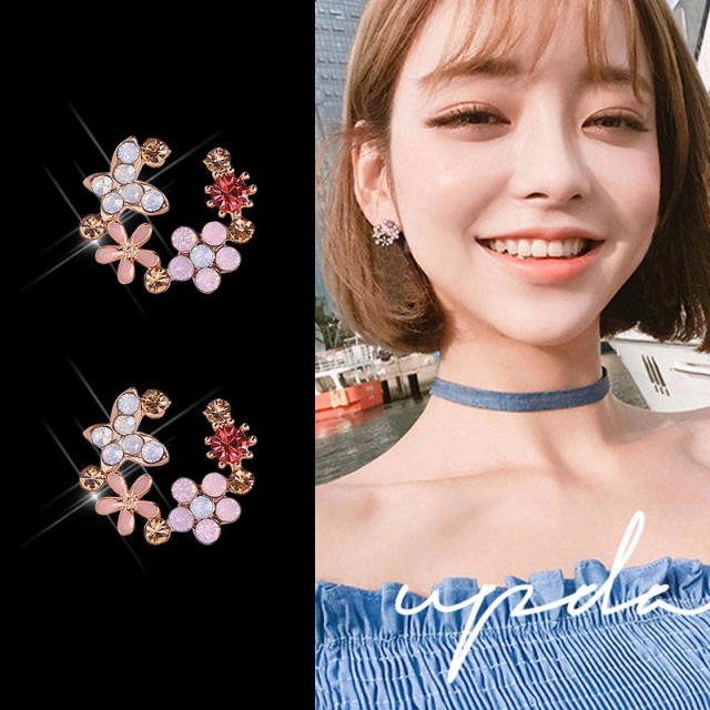 Korean fashion chic flower cute ear studs women