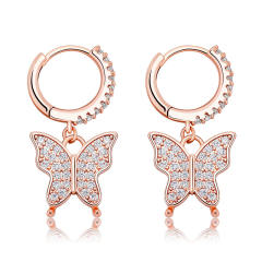 Hip hop zircon butterfly earrings