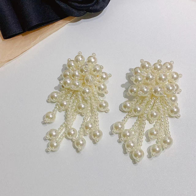 Vintage 925 needle pearl beads luxury earrings