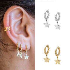Concise star charm huggie earrings