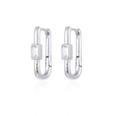 Unique U shape real gold plated color cz huggie earrings