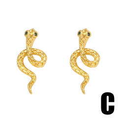 Occident fashion heart snake copper ear studs
