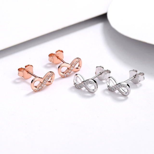 S925 sterling silver infinity ear studs