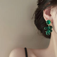 Baroque green color beads dangle earrings