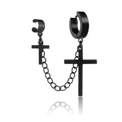 Black titanium steel cross earrings