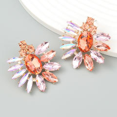 Colored glass crystal statement ear studs