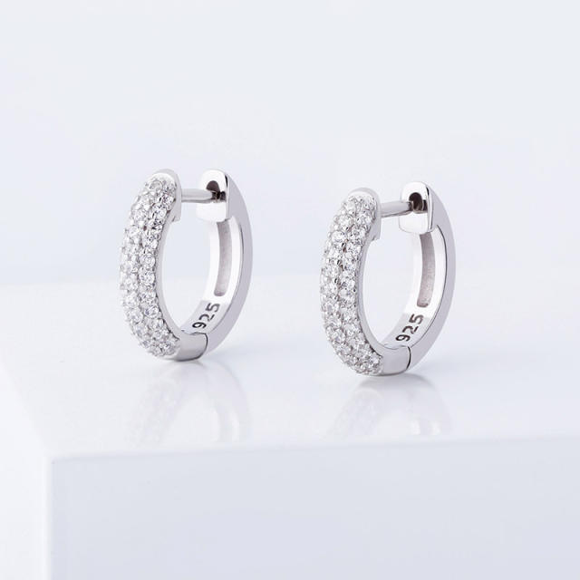 Hip hop zircon huggie earrings
