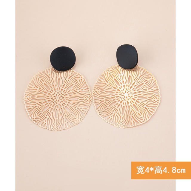 Chinse trend hollow metal creative earrings for women