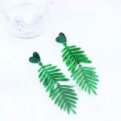Boho colorful acrylic leaf dangle earrings