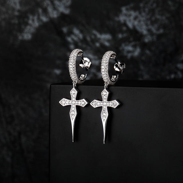 Hip hop zircon earrings