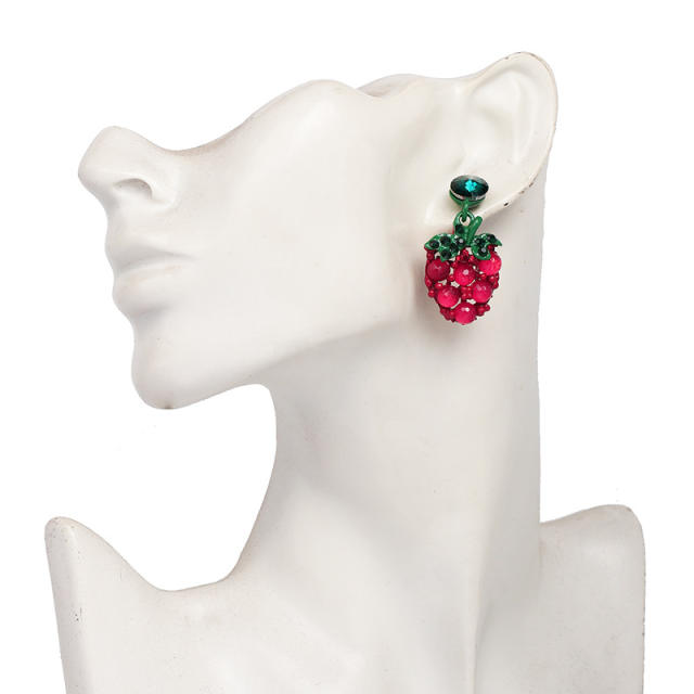 Summer strawberry rhinestone earrings