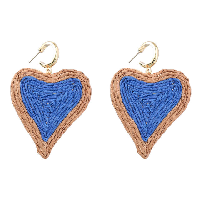 INS straw heart colorful earrings