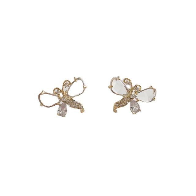 Fashion inlaid zircon crystal butterfly earrings