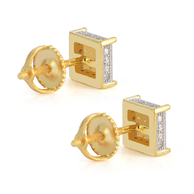 Hip hop zircon stud earrings
