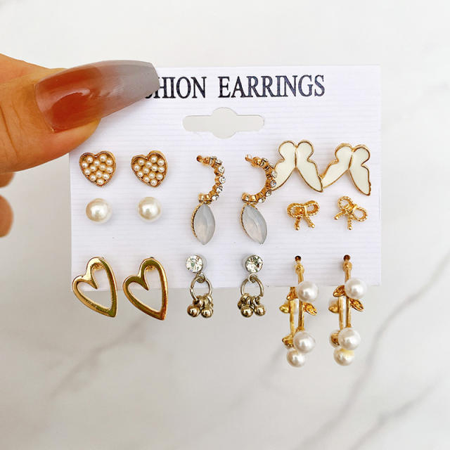 Creative 9 pair acrylic butterfly earrings set