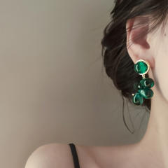 Baroque green color beads dangle earrings
