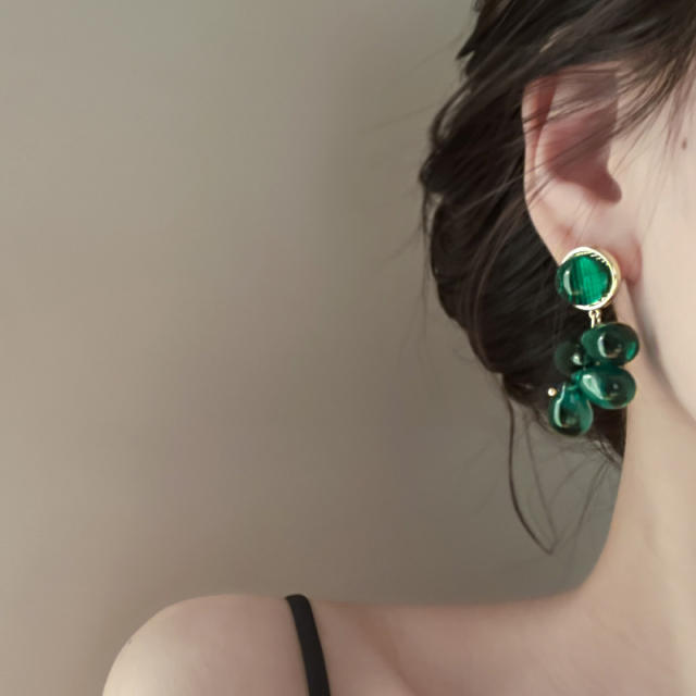 Baroque green color beads dangle earrings