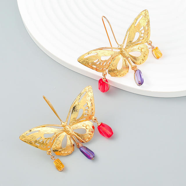 Vintage gold color butterfly earrings