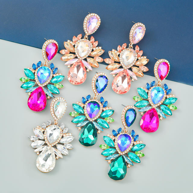 Luxury glass crystal drop earrings