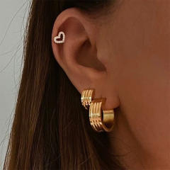 18KG stainless steel chunky huggie earrings