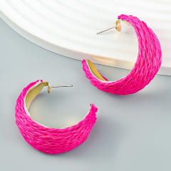Summer new design c shape straw ear studs