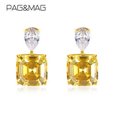 S925 sterling silver luxury Topaz square earrings