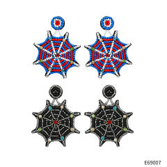 Punk handmade beaded bat net earrings