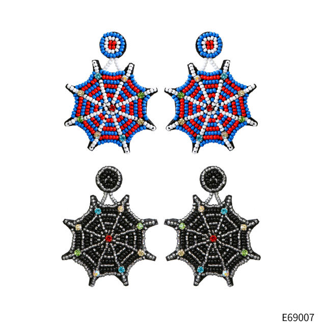 Punk handmade beaded bat net earrings