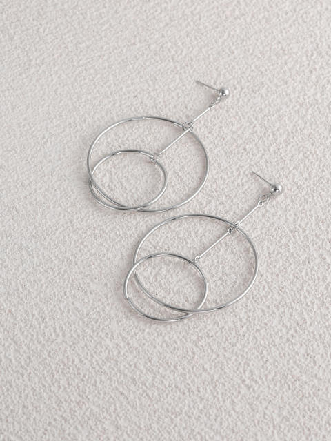 Geometric ring metal dangle earrings