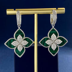 Classic rhinestone clover colorful dangle earrings