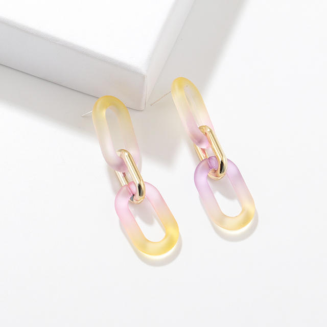 Geometric acrylic gradient color dangle earrings
