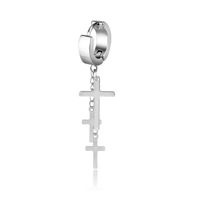 Black punk titanium steel earrings