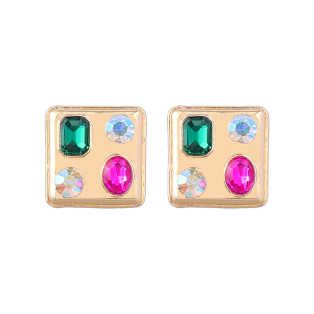 Geometric square shaped ear studs