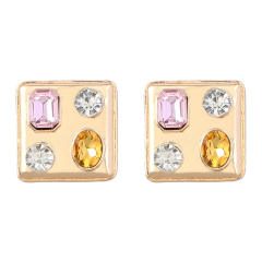 Geometric square shaped ear studs