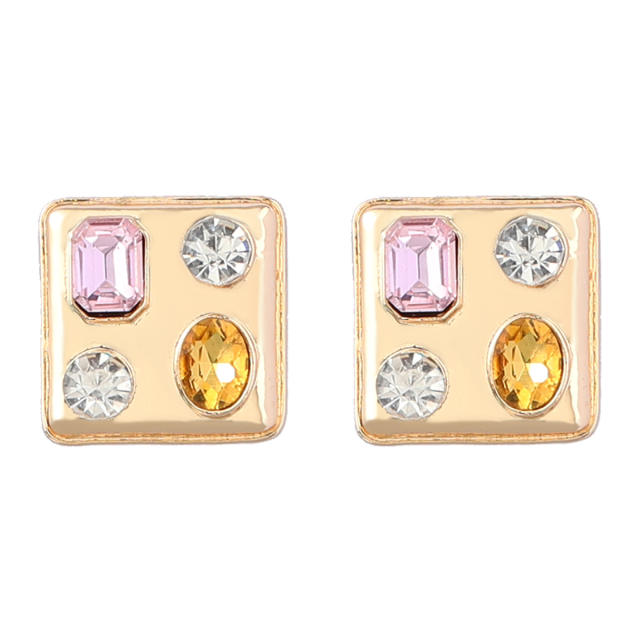 Geometric square shaped ear studs