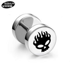 Pentagram titanium dumbbell black earings