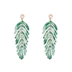 Concise acrylic leaf design earrings