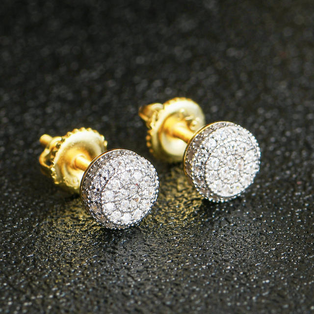 Hip hop zircon stud earrings