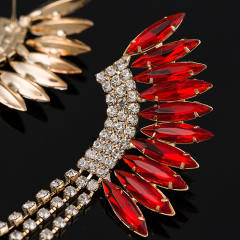 Luxury colored glass crystal wing shape long earrings