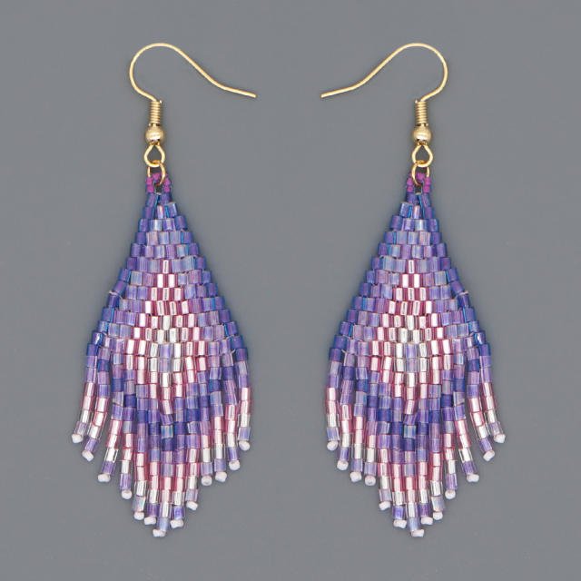 Boho handmade beaded tassel earrings